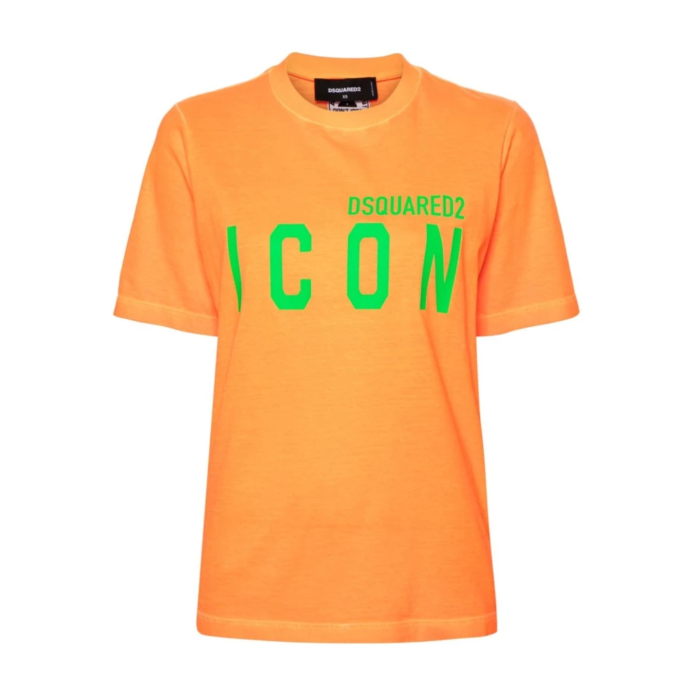 Dsquared2 Fluorescent Orange Logo T-shirts en Polos Orange Dames