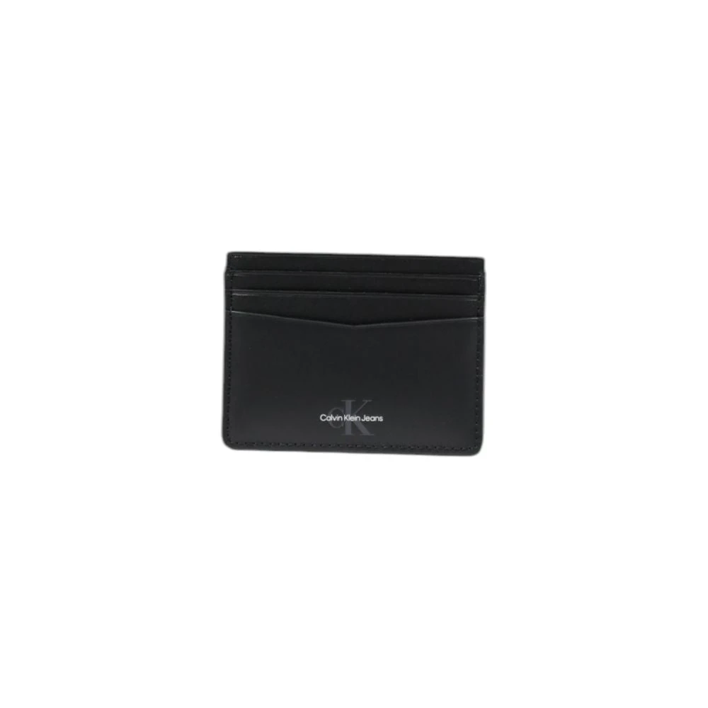 Calvin Klein Jeans Zwarte leren kaarthouder Lente Zomer Collectie Black Heren