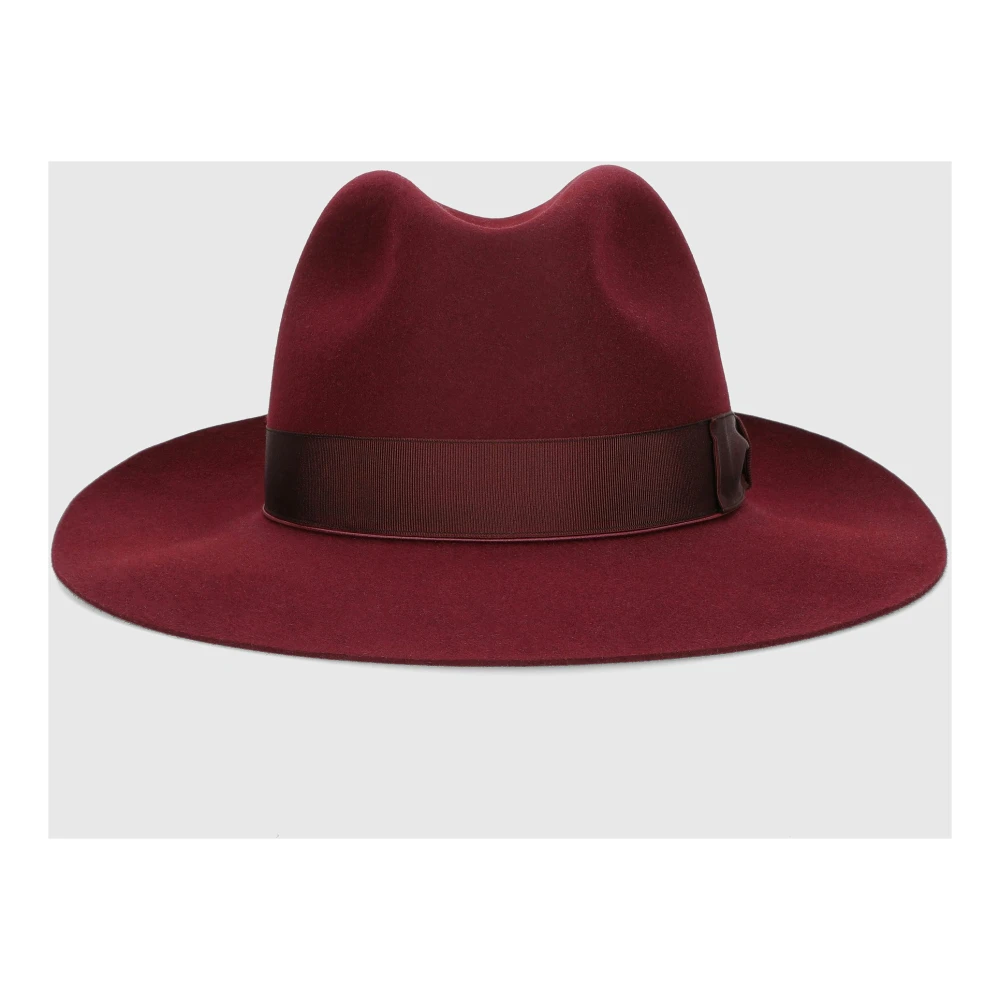 Borsalino Vilt Breedgerande Hoed Red Heren