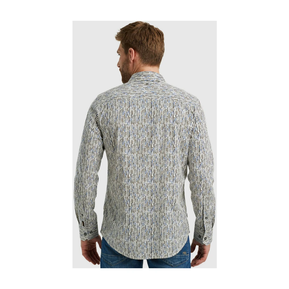 PME Legend Gedrukt lange mouw poplin overhemd Gray Heren
