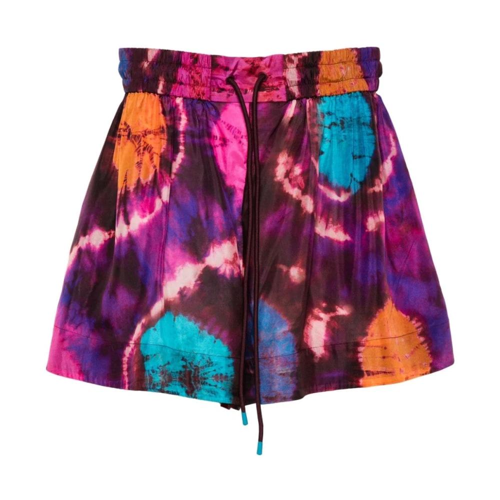 Zimmermann Tie-Dye Zijden Shorts High-Waisted Multicolor Dames