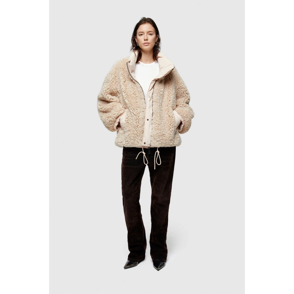 OOF Wear Omkeerbare Synthetisch Leren en Katoenen Jas Beige Dames