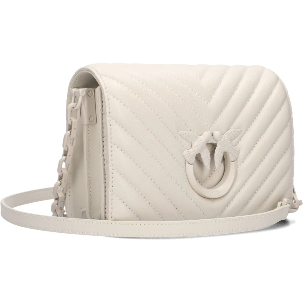 Pinko Mini Love Click Tas Chevron Block Kleur Beige Dames
