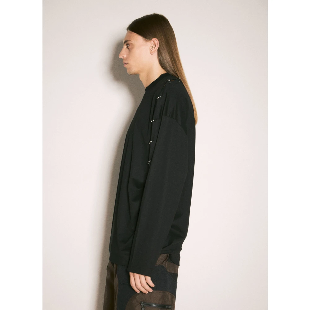 Mugler Katoenen Jersey Pierced T-Shirt Black Heren