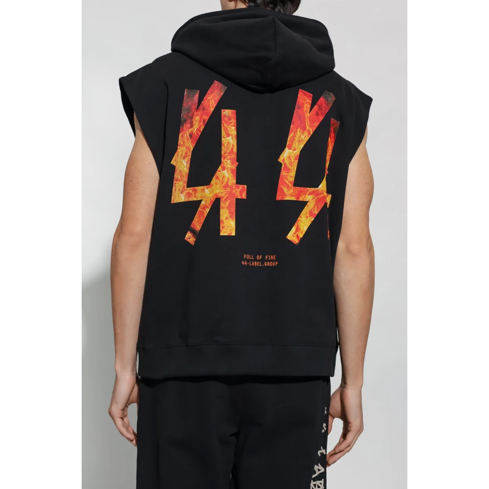 44 Label Group Hoodie met capuchon en kangoeroezak Black Heren