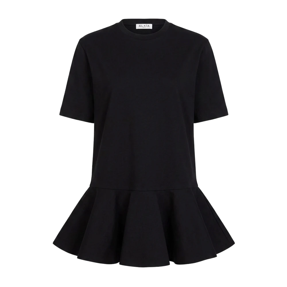 Alaïa Black Peplum T-Shirt - Female - T-Shirts - M - Tops
