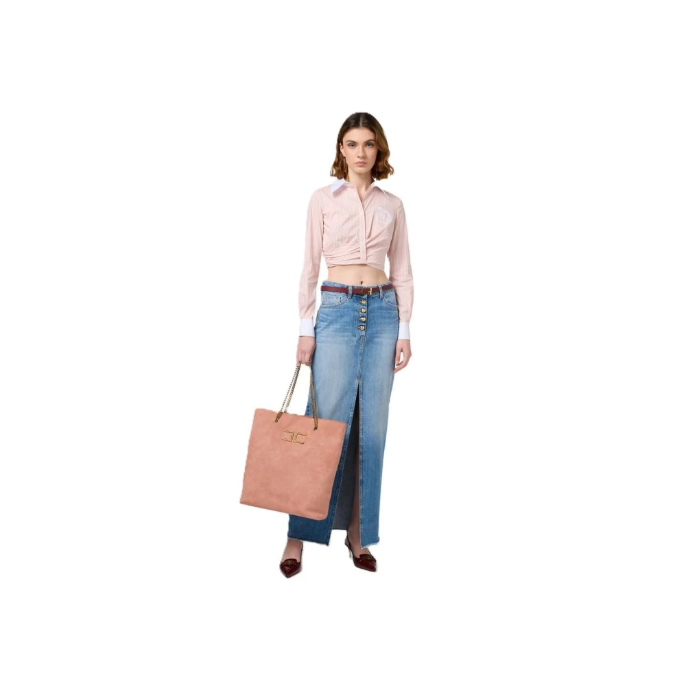 Elisabetta Franchi Katoenen Mini Jurk Blue Dames
