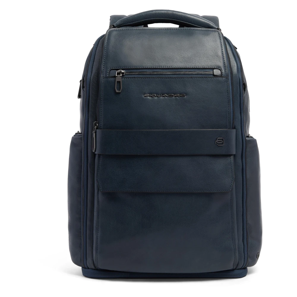 Piquadro Mannelijk Blauw Tassen Heren, One Size, Leer, Reisrugzak Met Usb- En Usb Type-C-Poorten