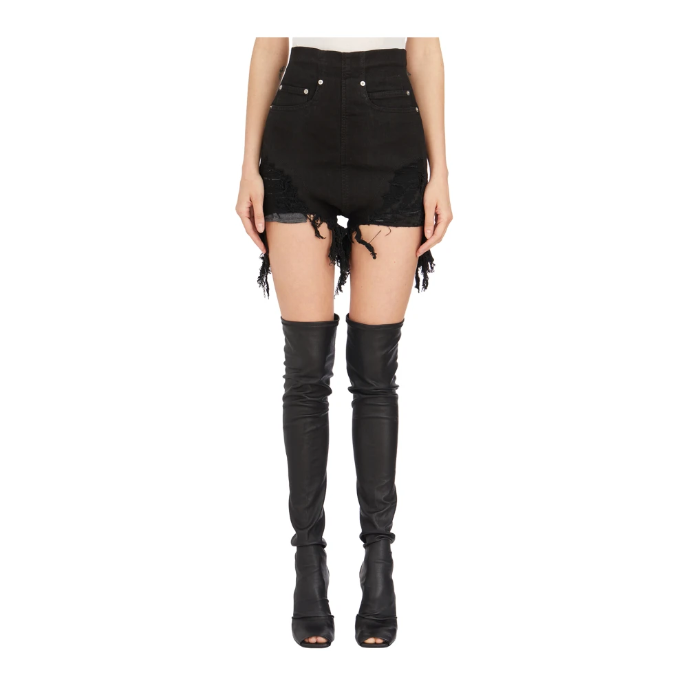 Rick Owens Denim Cutoff Shorts Black Dames