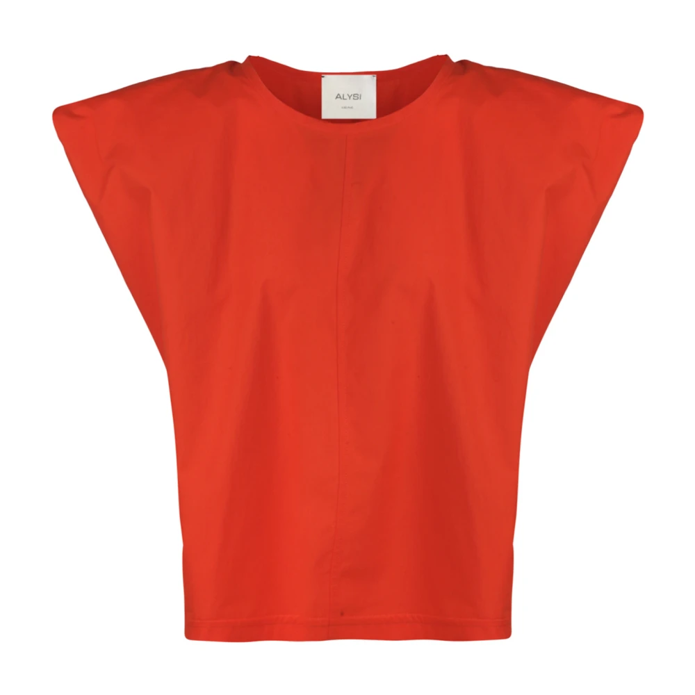 Alysi Poplin Blouse met Korte Mouwen Orange Dames