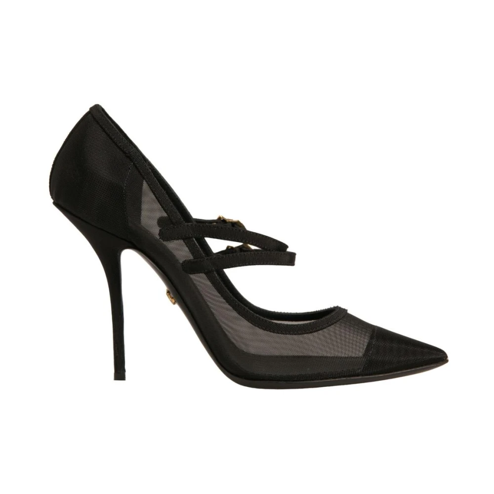 Dolce & Gabbana Svart A Mesh Stiletto Pumps Med Spänne