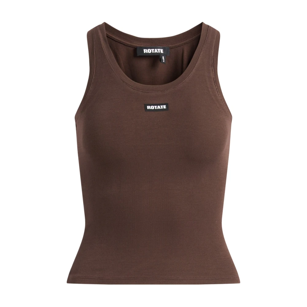 Rotate Birger Christensen Women's Brown Sleeveless Tops, Xs, Ribbed Tank Top