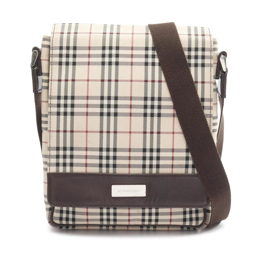 Burberry Vintage Women's Beige Pre-Owned Haymarket Check Crossbody Bag