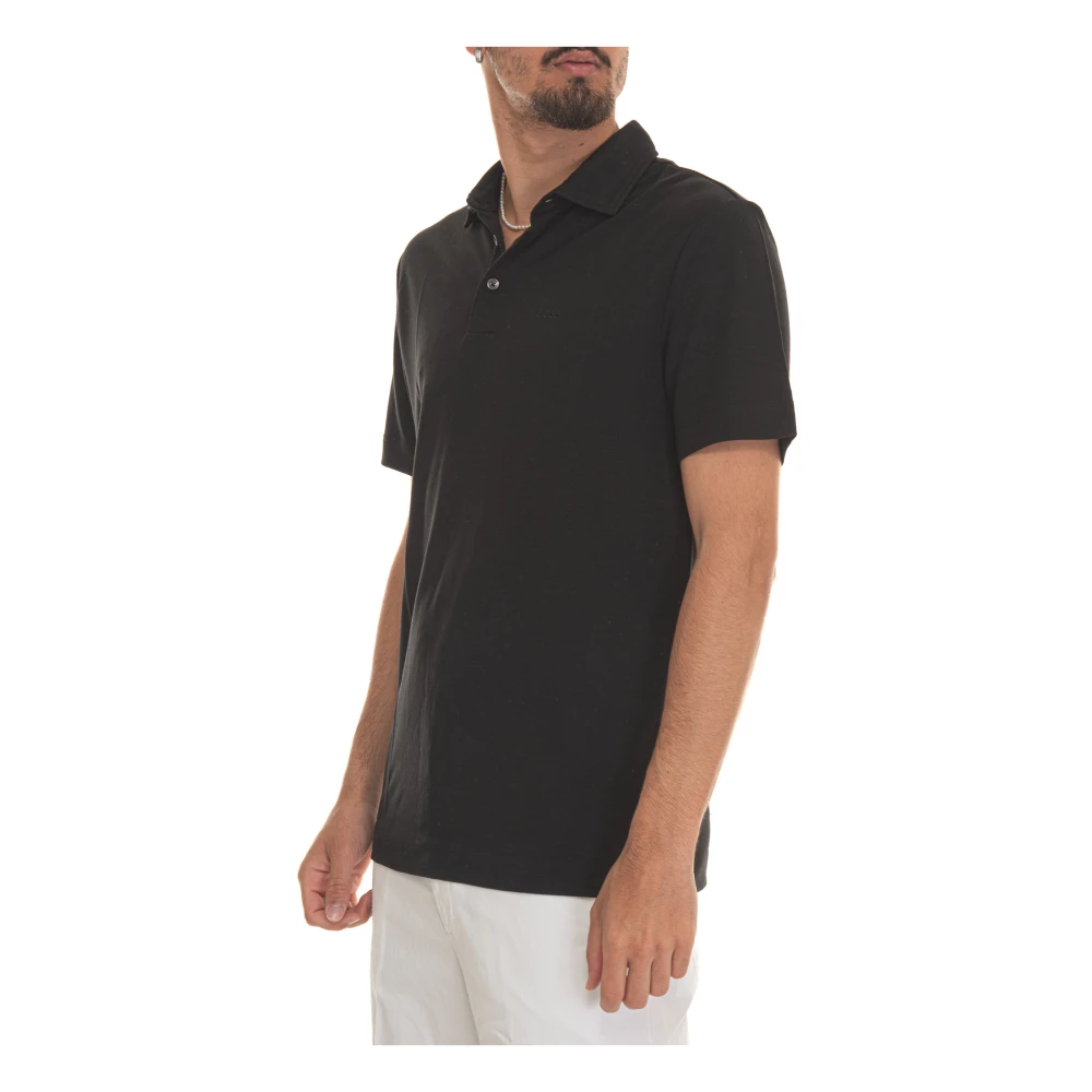 Boss Short Sleeve Polo Shirt Plain Logo Black Heren
