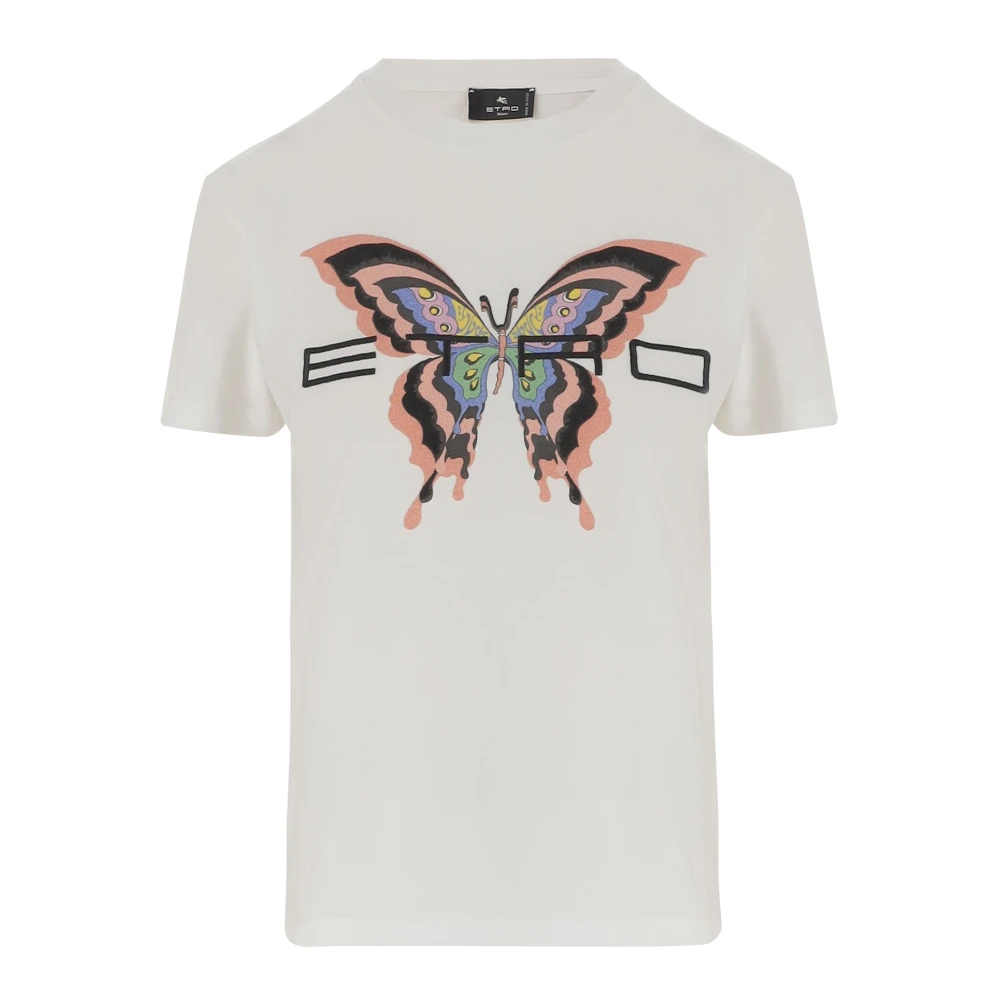 ETRO Vlinder Print Wit T-Shirt White Dames