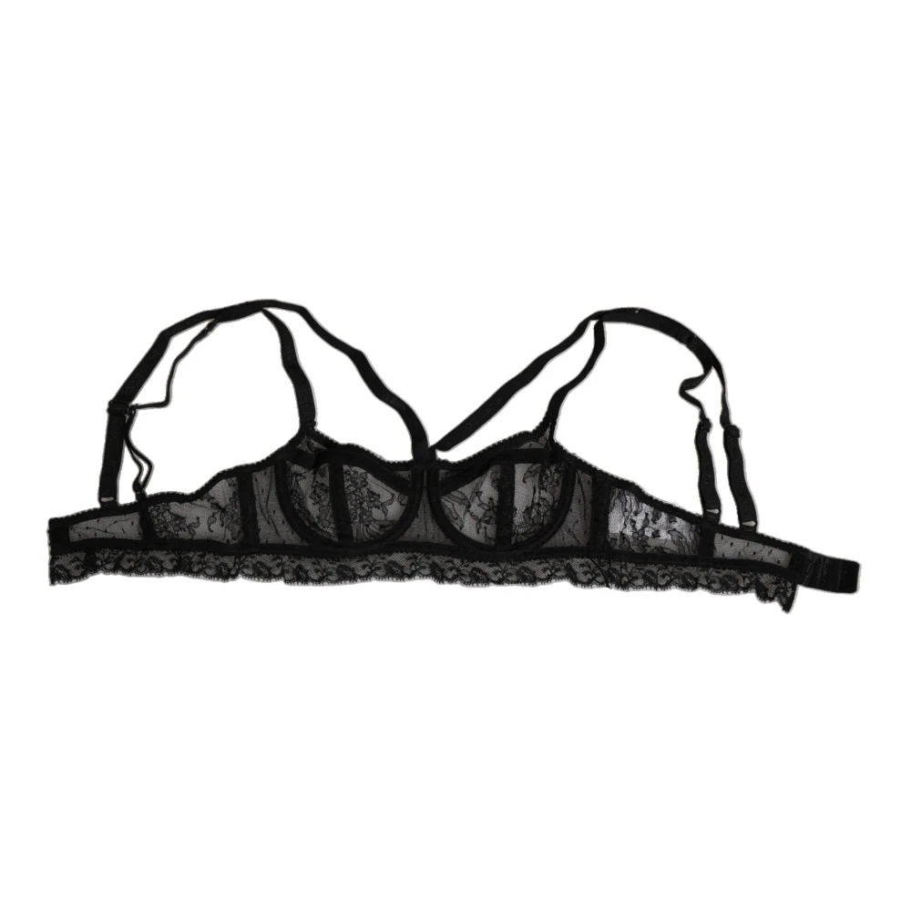 Dolce & Gabbana Women's Black Floral Lace Balconcino Bra Underwear - Bras - M - Underwear