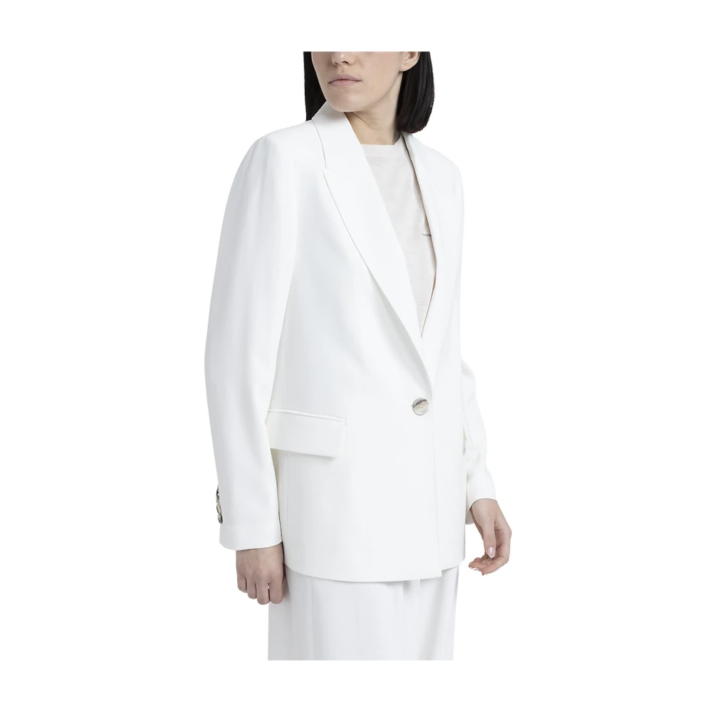 PESERICO Single-breasted blazer in vloeiende cady crêpe White Dames