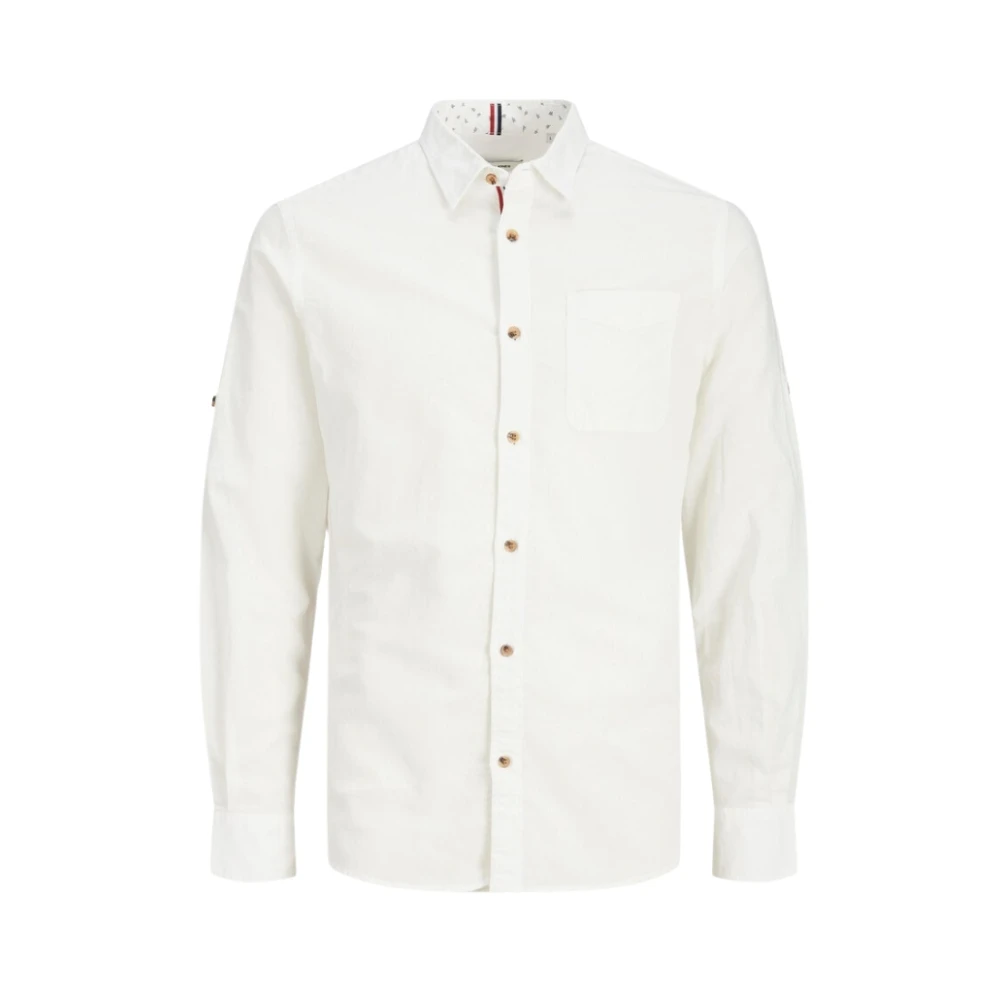 Jack & Jones Men's White Slim Fit Long Sleeve Shirt Cloud Dancer Extra Large