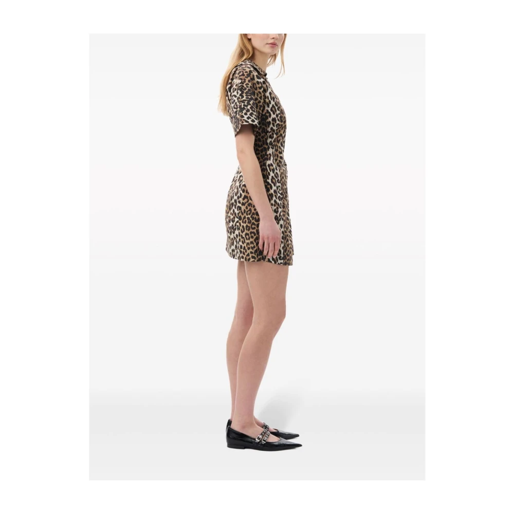 Ganni Luipaardprint Wikkeljurk Brown Dames