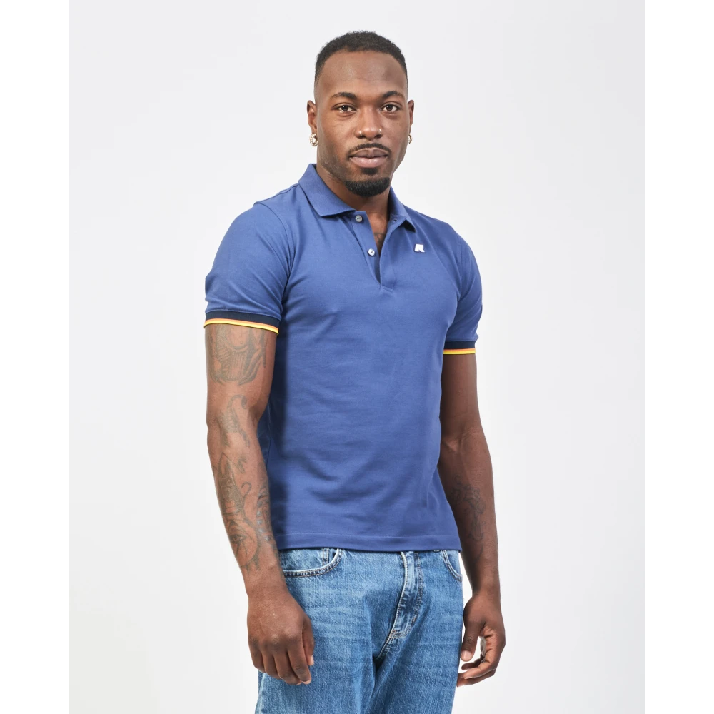K-way Blauw Polo Shirt Stretch Katoen Blue Heren