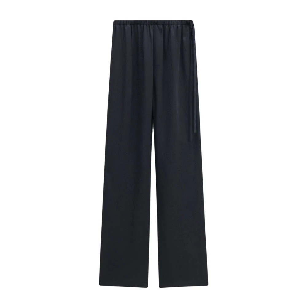 Filippa K Zwarte Satijnen Wijde Pijp Broek Black Dames
