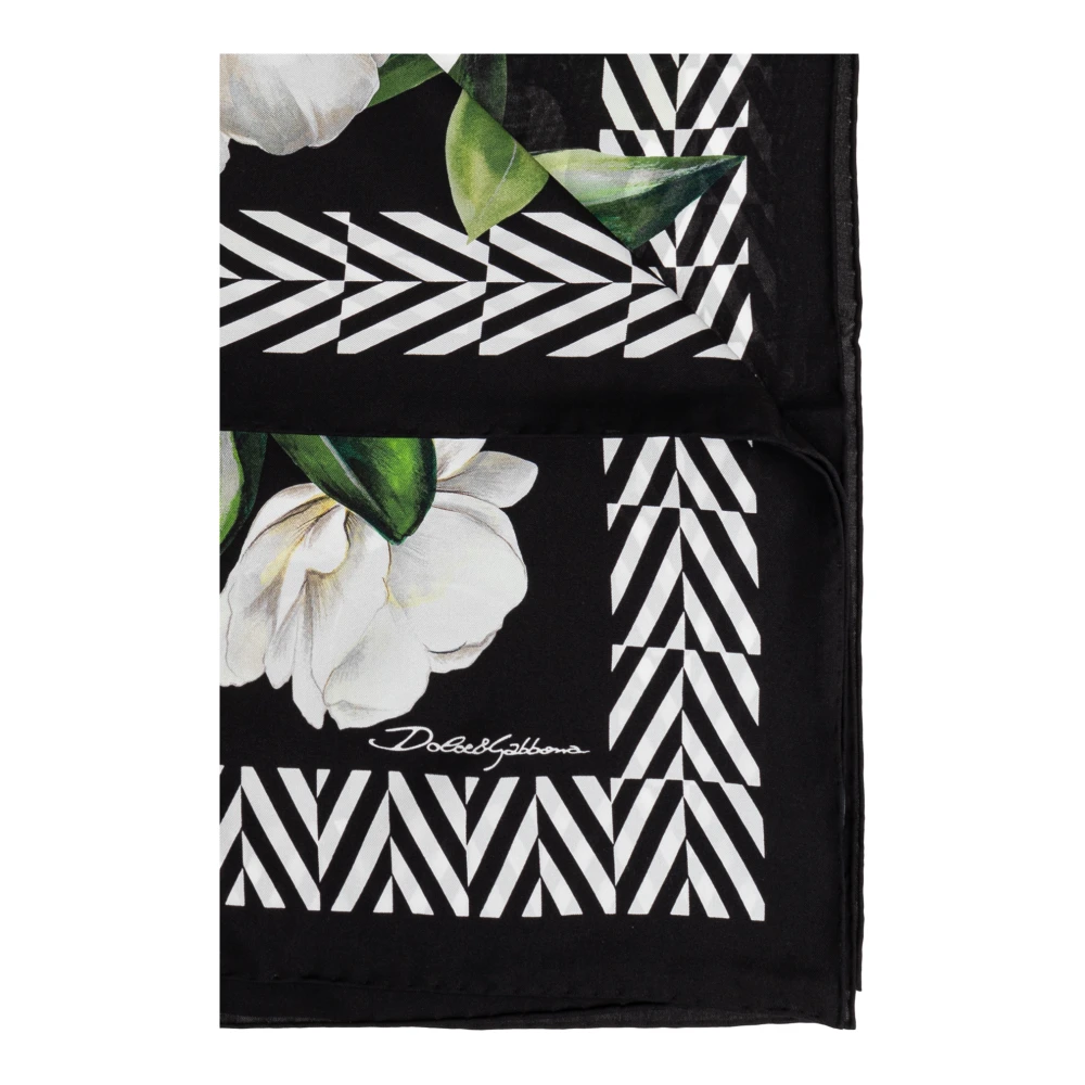 Dolce & Gabbana Zijden sjaal met bloemmotief Black Dames