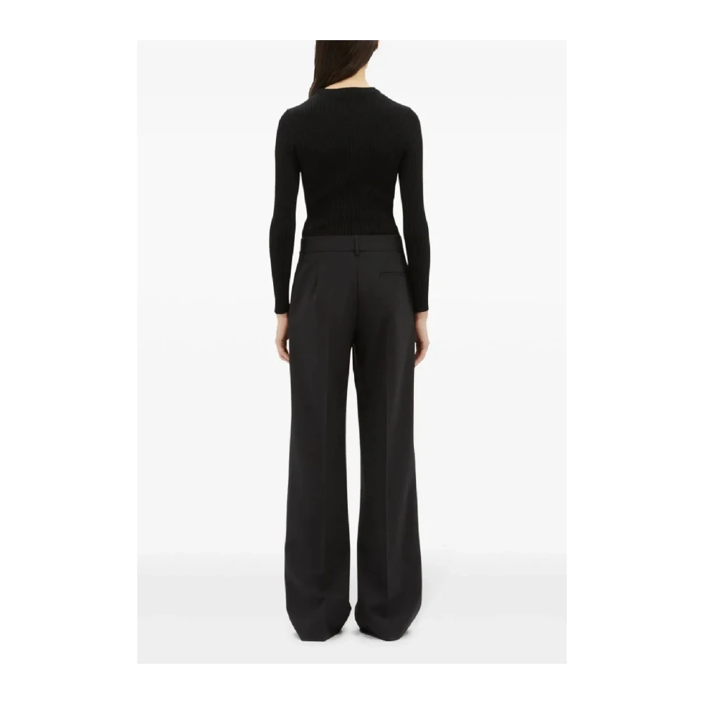 Msgm Zwarte Wolmix Pantalone Broek Black Dames