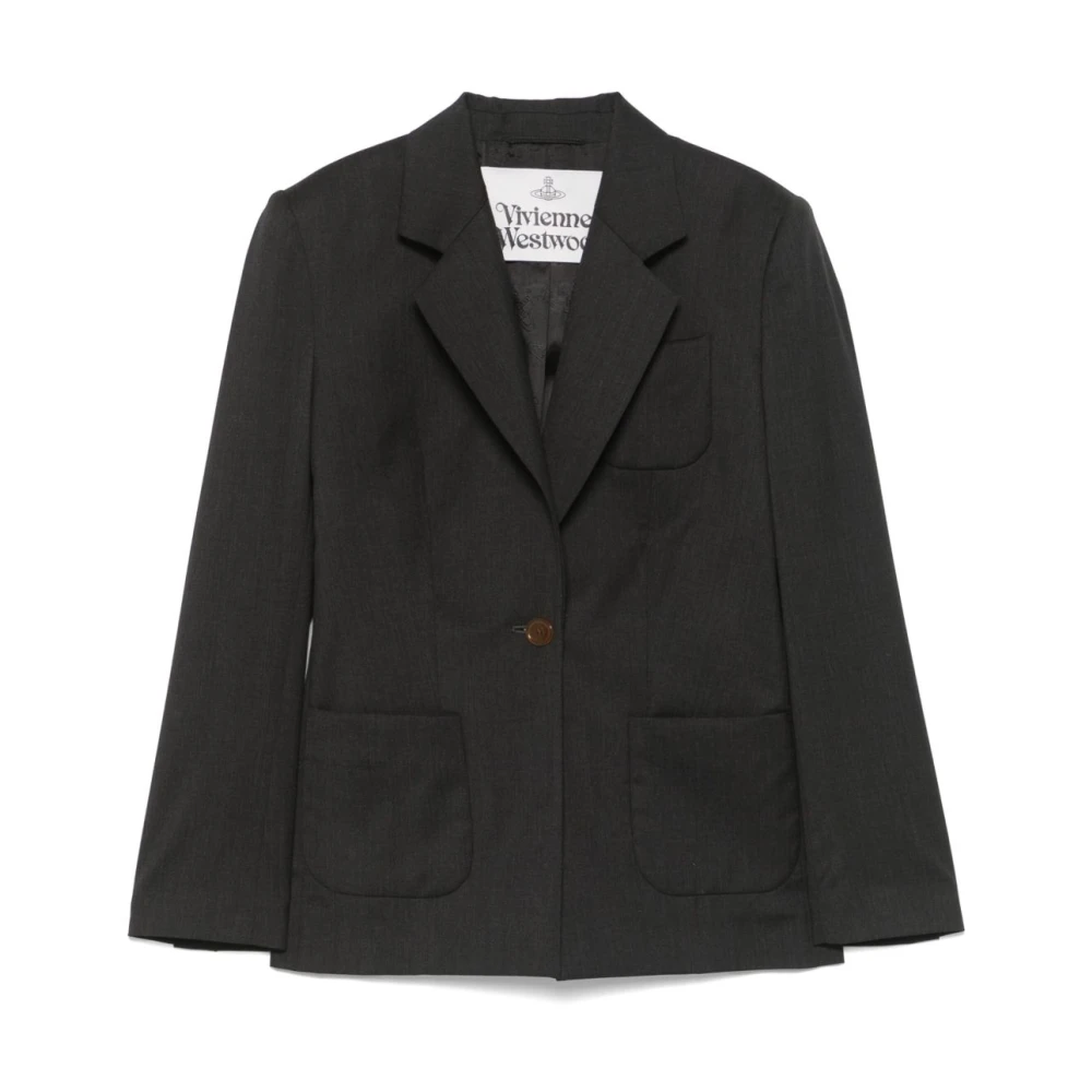 Vivienne Westwood Antracietgrijze Geknoopte Jas met Schoudervullingen Black Dames