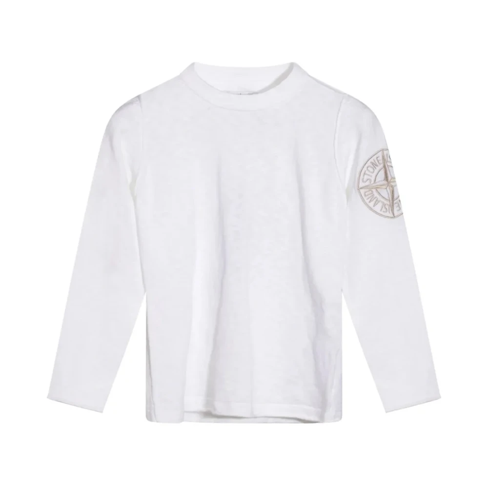 Stone Island , Kids Short Sleeve T-Shirts, Unisex, White, 8 Y, Kids Knitwear Jumper