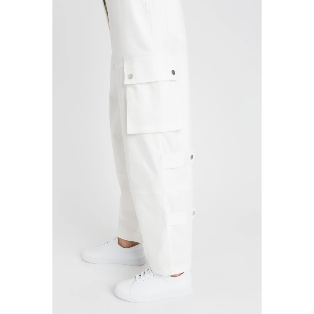 Twinset Cargo Geborduurde Katoenen Broek White Dames