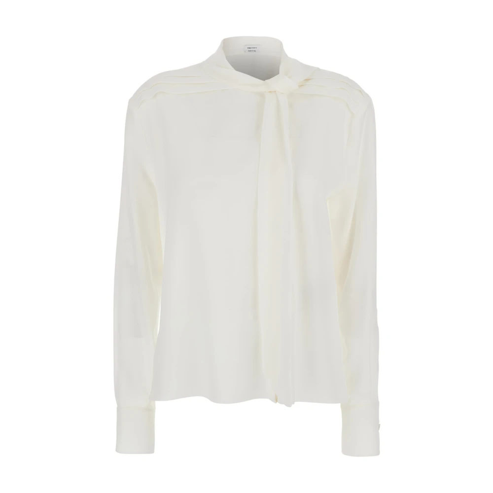 alexander mcqueen Witte zijden blouse met sjaaldetail White Dames