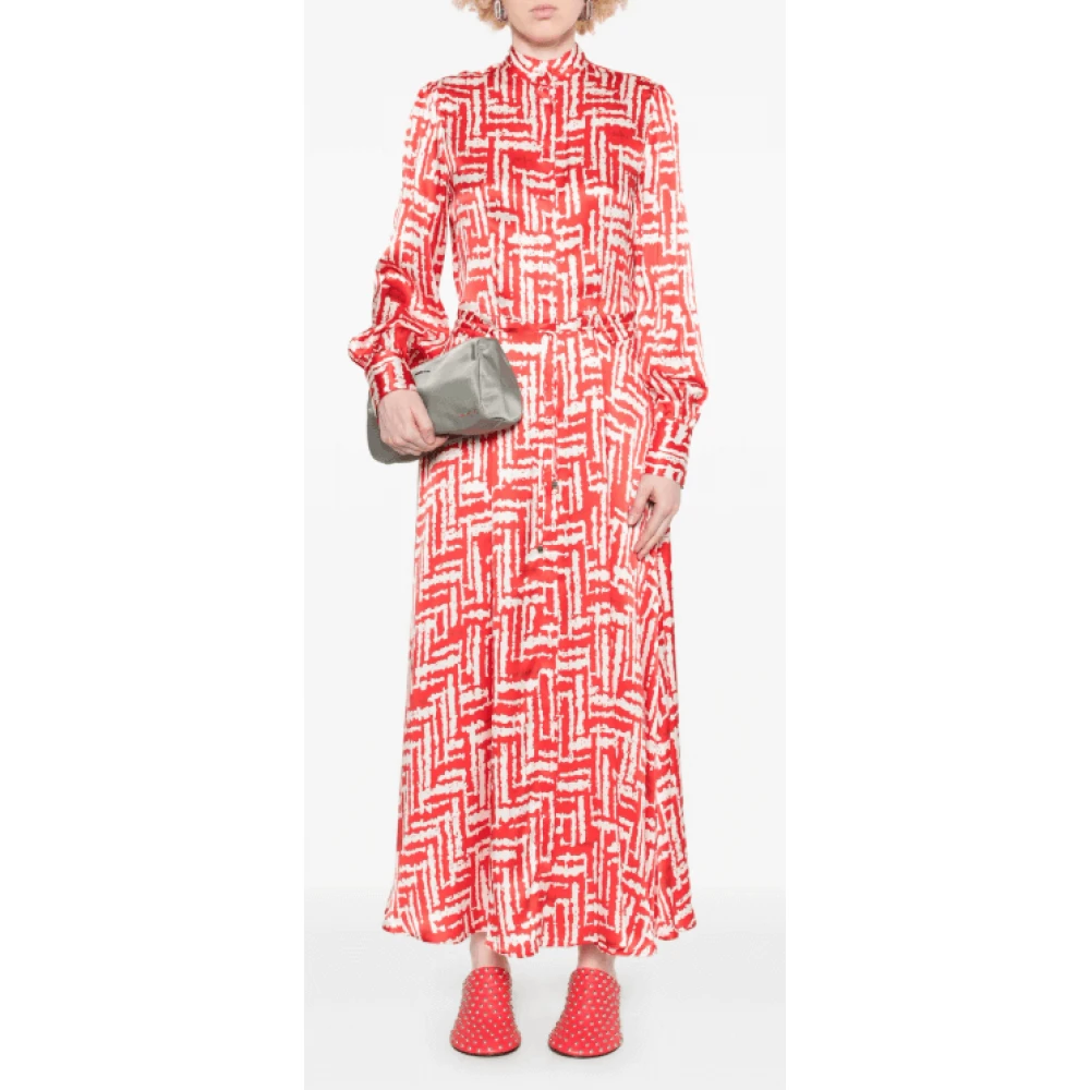 Kiton Rode Geometrische Maxi Jurk met Trekkoord Red Dames