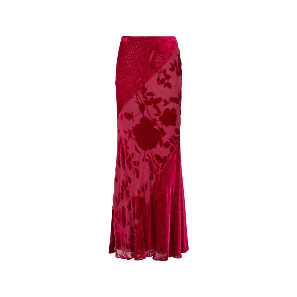 Roberto Cavalli Red Python Rose Long Fla Skirt - Female - Maxi Skirts - S - Skirts