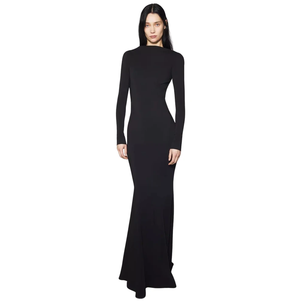 Mugler Black Party Dresses, Female, S, Backless Buckled Crepe Gown