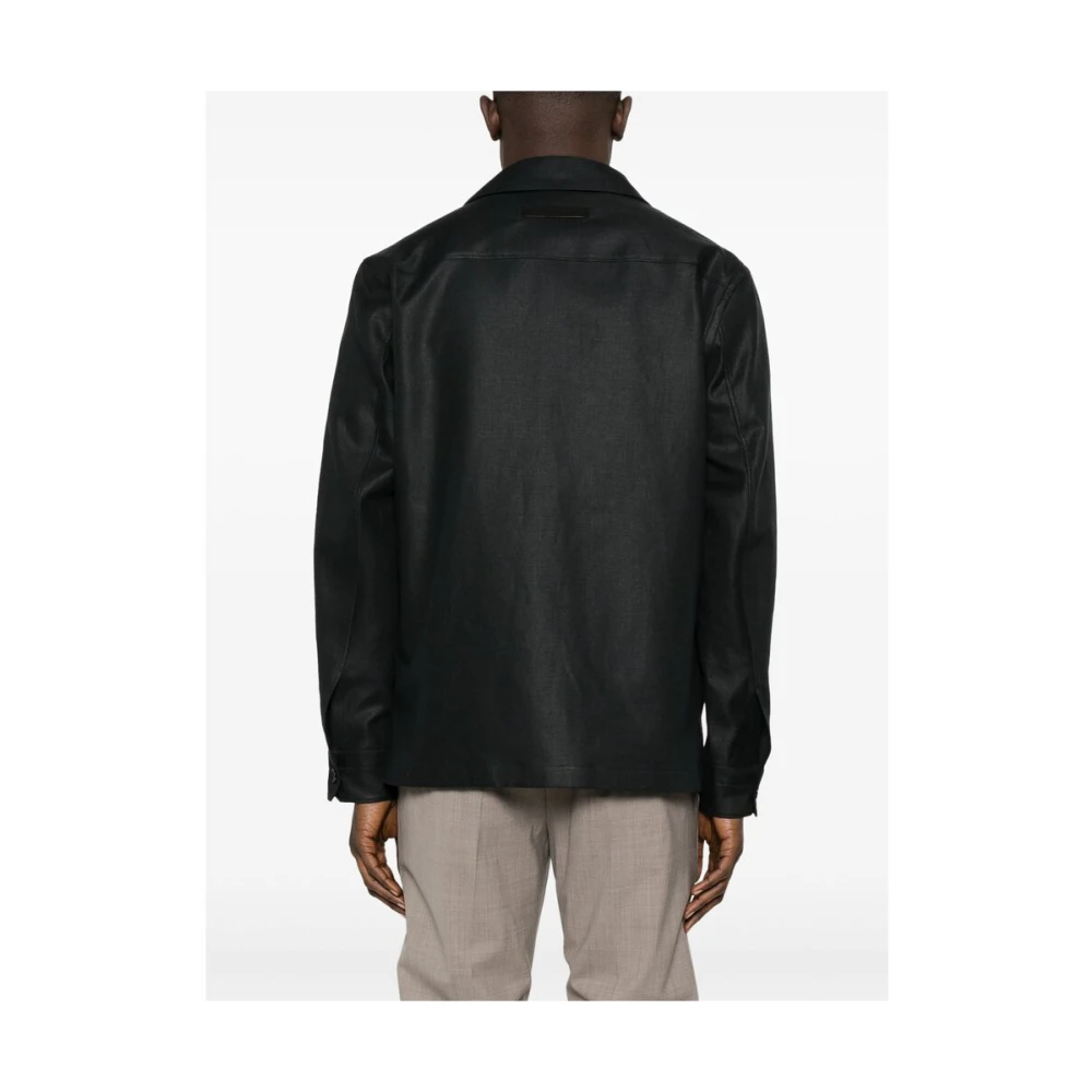 Ermenegildo Zegna Zwarte Knoopshirt met Zakken Black Heren