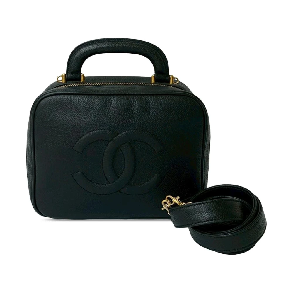 Chanel Vintage Women's Black Pre-Owned Top Handle Handbag