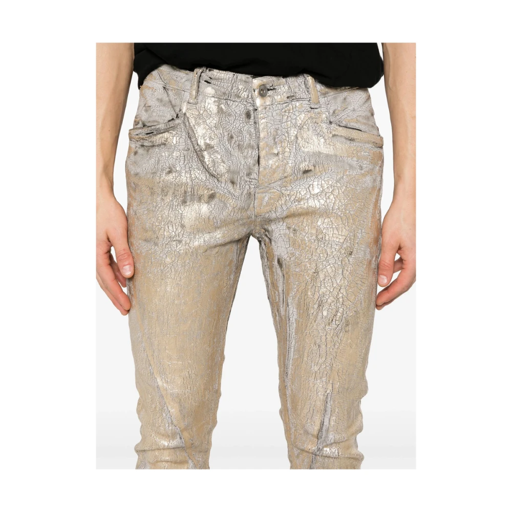 Rick Owens Goudkleurige Knoopsluiting Jeans met Zakken Yellow Heren