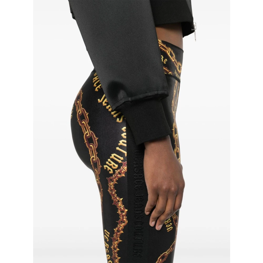 Versace Jeans Couture Zwarte leggings voor vrouwen Aw24 Multicolor Dames