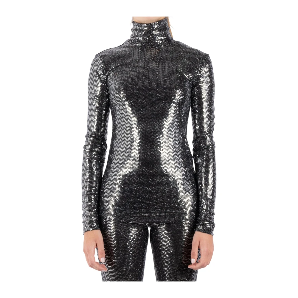 Isabel marant Zwarte Nylon Metalen Elastaan Top Black Dames
