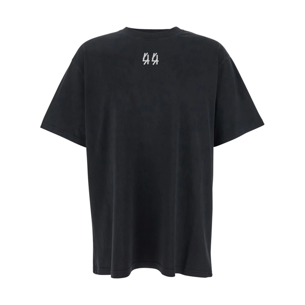 44 Label Group Zwart Logo Print Crewneck T-Shirt Black Heren