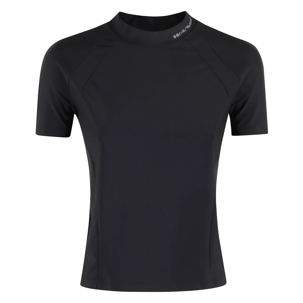 T by Alexander Wang Mock Neck Rashguard Top Black, Dam