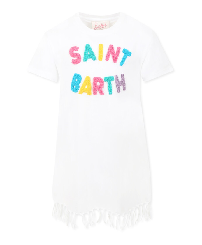 robe-courte-en-coton-blanc-a-manches-courtes