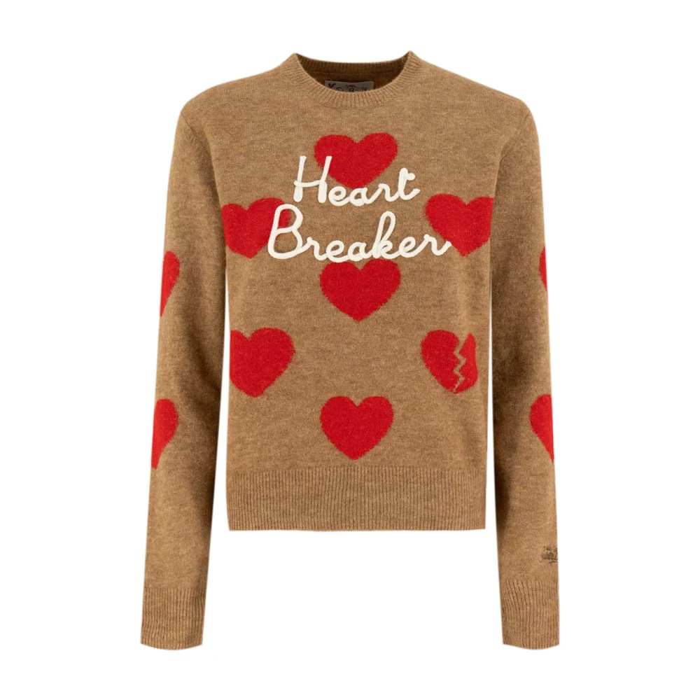 MC2 Saint Barth Heart Breaker Crew-neck Jacquard Jumper Brown Dames