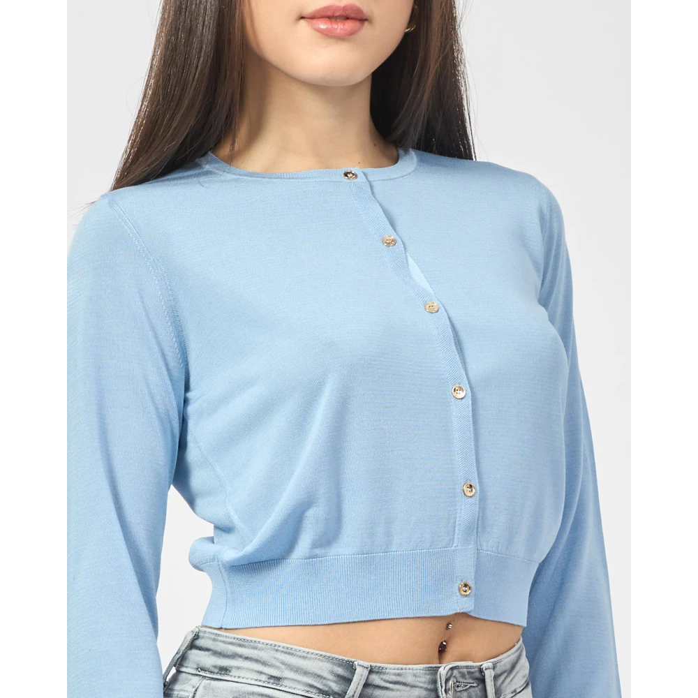 Fracomina Blauwe Vest met Zijde en Knopen Blue Dames