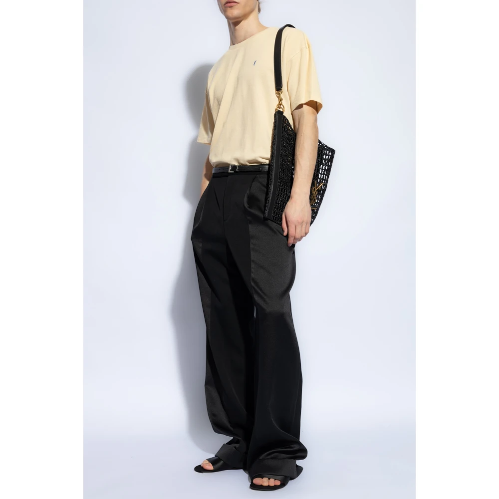 Saint Laurent T-shirt met logo-borduursel Beige Heren