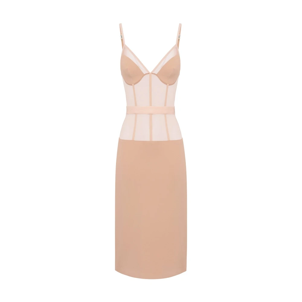 Elisabetta Franchi Stijlvolle Jurk Collectie Beige Dames