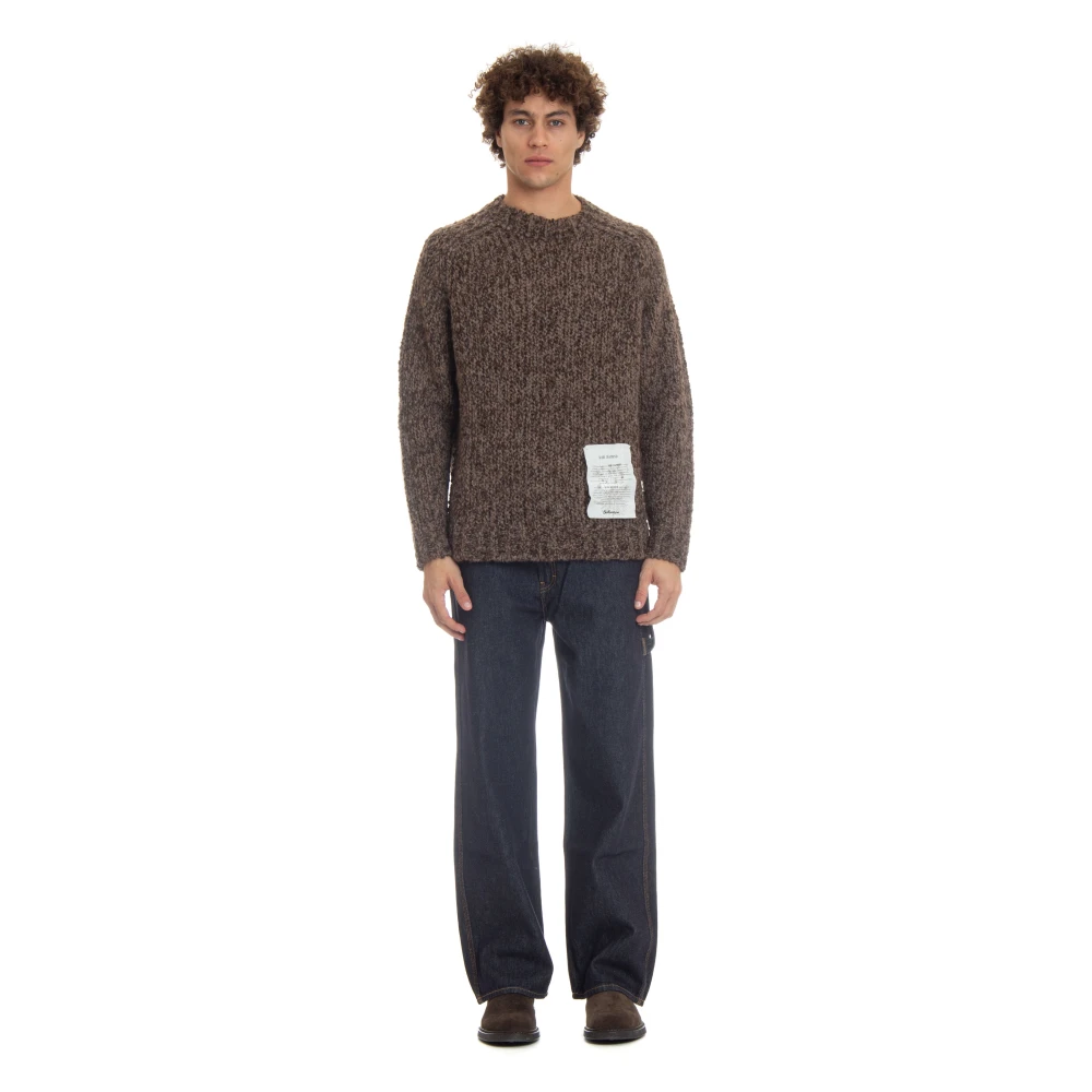 Ballantyne Bruine Wol-Alpaca Sweater Raw Diamond Brown Heren