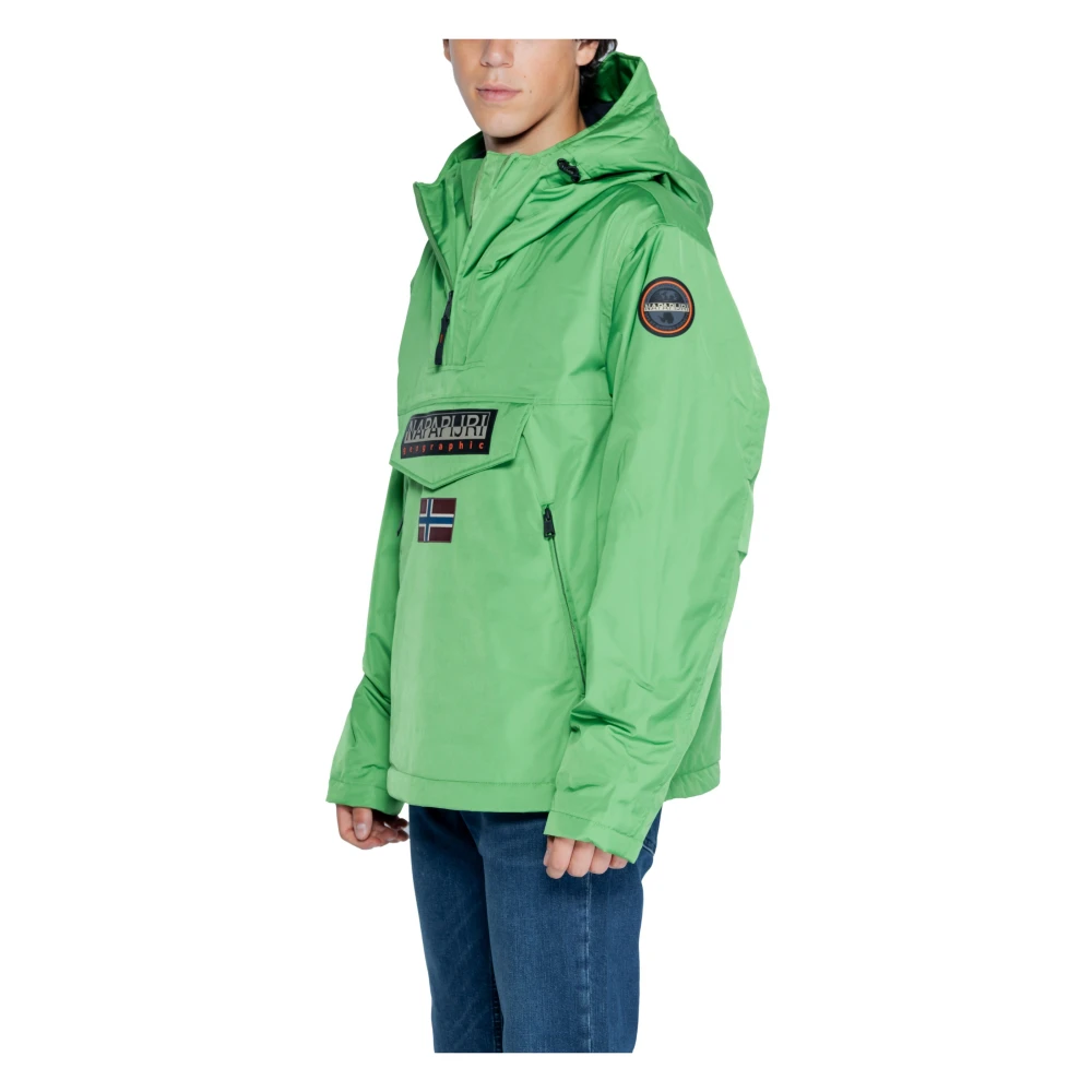 Napapijri Groene Bedrukte Hoodie Jas Herfst Winter Green Heren