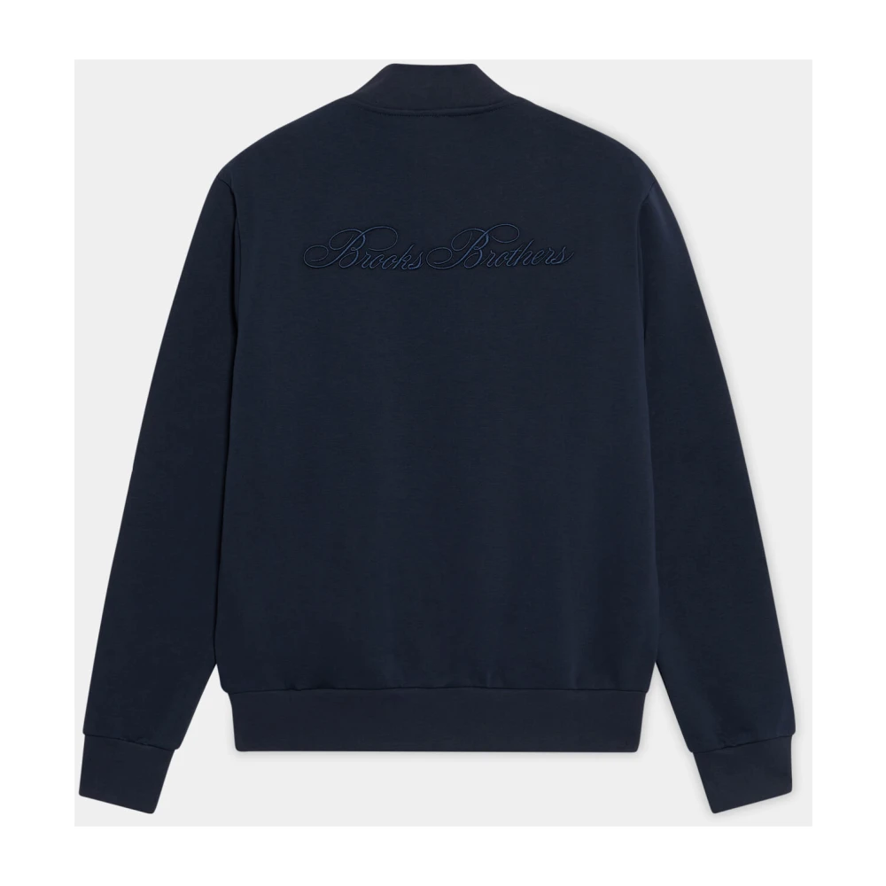 Brooks Brothers Katoenen Zip-Up Sweater Blue Heren