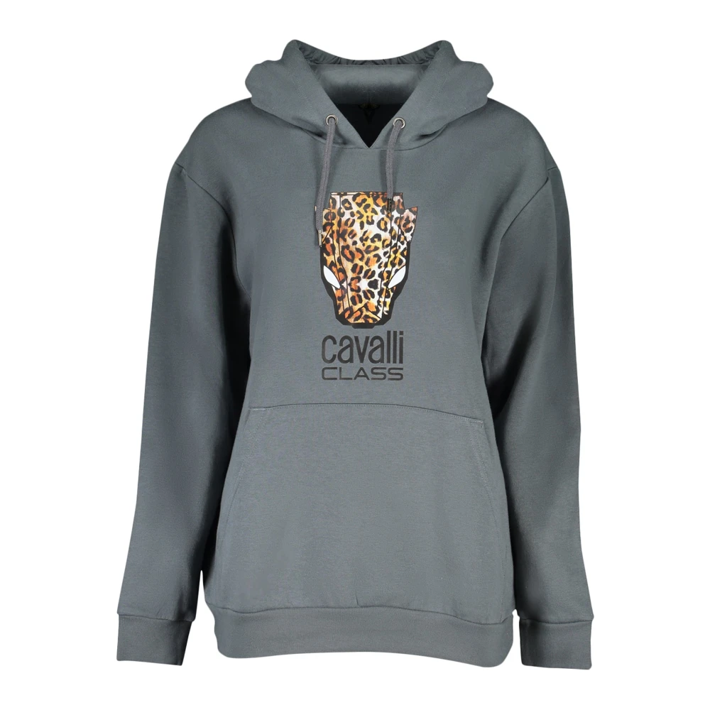 Cavalli Class Grijze Hoodie Lange Mouw Print Gray Dames